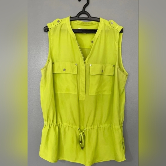 Michael Kors Green Sleeveless Tunic with Mandarin Collar - Picture 1 of 9
